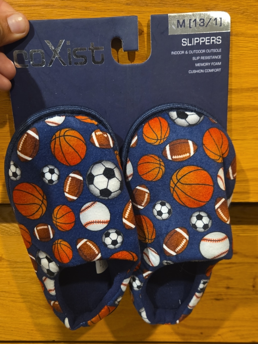 Kids' Navy Sports Print Slippers